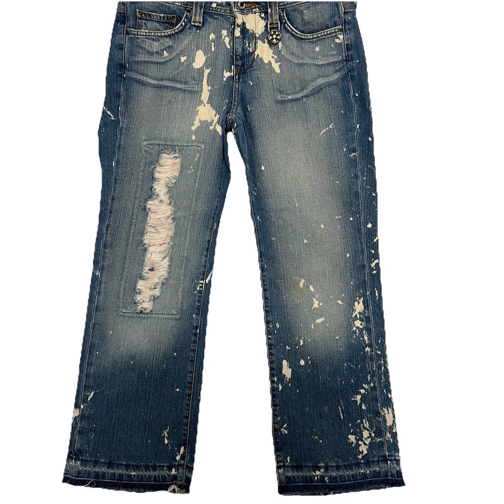 Hippie Brand Vintage Denim Jeans With Lock Size 11/30 Distressed Hem Bleached